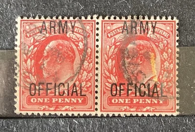 GB KEVII 1902. 1d Scarlet Pair. Overprint: ARMY OFFICIAL. SGO49 - Image 1 of 2