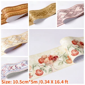 5M Length Self Adhesive PVC Wall Skirting Border Sticker Floral Wallpaper - Picture 1 of 29