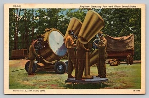 Airplane Listening Post and Giant Serachlights Army Soldiers VTG Unused Postcard - Picture 1 of 2