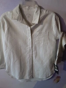 Art Class Girls Long Sleeve Button Front Stripe Lt Lime green and white size L C - Picture 1 of 4