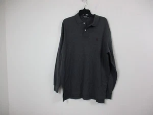 Ralph Lauren Polo Shirt Adult Extra Large Gray Red Pony Preppy Mens Vintage - Picture 1 of 12