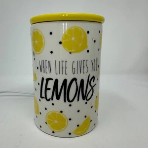 Scentsy When Life Gives You Lemons & Black Polka-Dots Wax Warmer - FULL SIZE - Picture 1 of 16