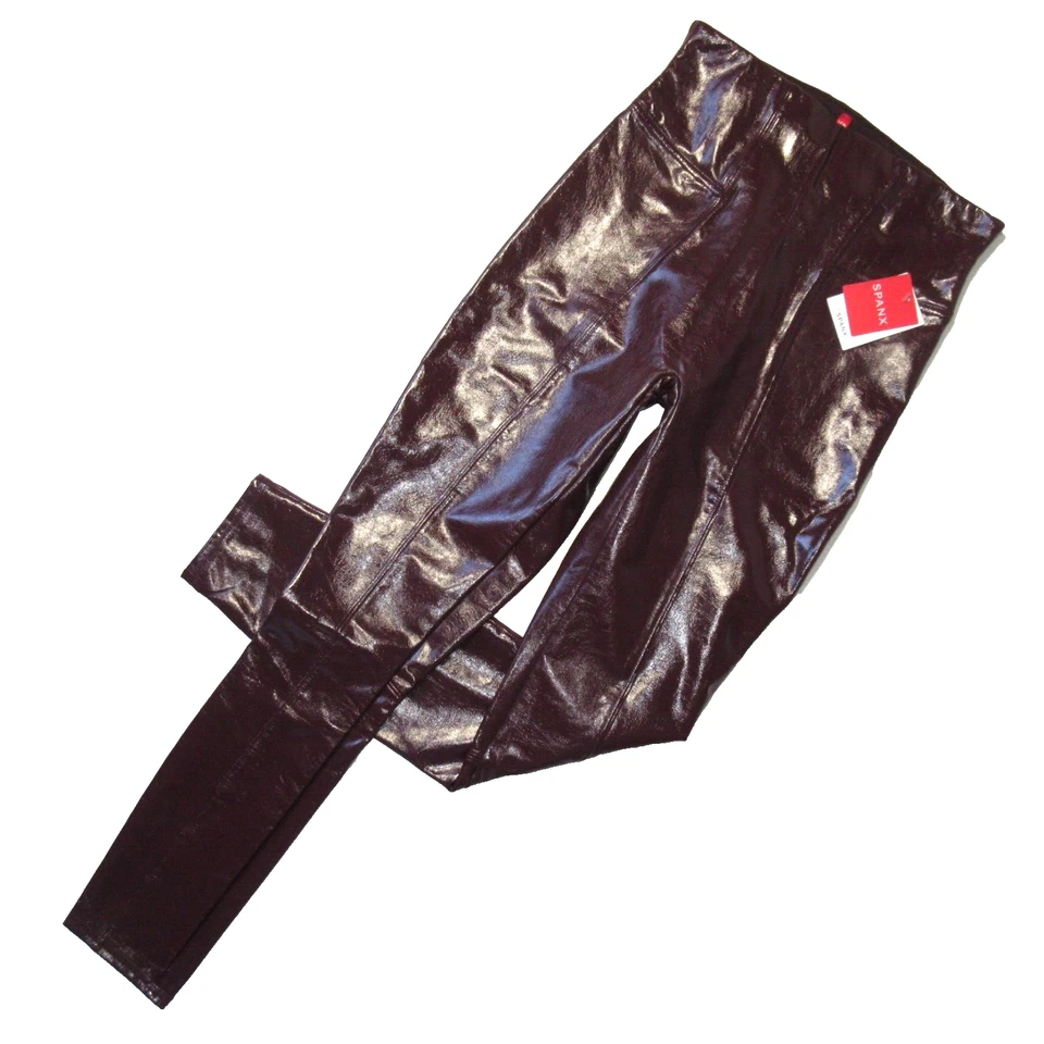 SPANX Faux Patent Leather Liquid Gloss Leggings Ruby Size Medium 20301R