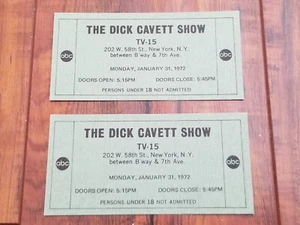Lote de 2 - Esbozos de boletos de TV The Dick Cavett Show ABC - 31 de enero de 1972 - Imagen 1 de 6