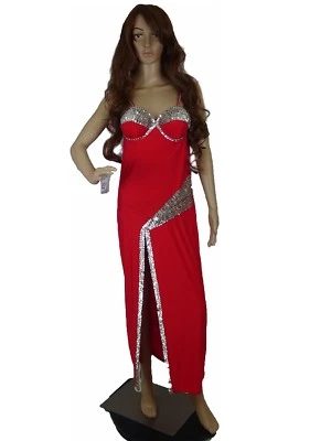 Mujeres Vestido Seda Espagueti Correa Cuentas Brillo Brillante Aspecto Húmedo Sujetador Lentejuelas M Foto 1 de 4