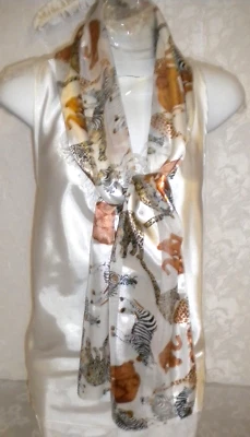 Bufanda Estampado Animal Cebras Jirafas Leopardo Elefantes Caja Satinada*18 Foto 1 de 3