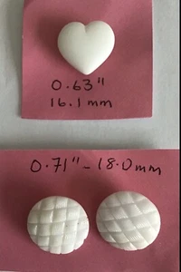 3 - Vintage White Glass Shanked Buttons - 1 Heart Shaped - 2 Round Basket Weave - Picture 1 of 4