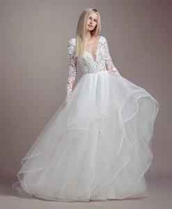Blush 1907 by Hayley Paige Praise 10 Wedding Dress Ball Gown Silk Lace Organza - Picture 1 of 17