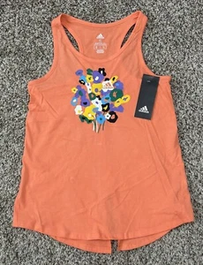 New Adidas Girls T-shirt Tee Top Tank Racerback 100% Cotton Size 7-8 SMALL - Picture 1 of 5