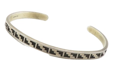 Brazalete KABANA 925 Plata de Ley Vintage Estampado Oxidado BT5857 Foto 1 de 4