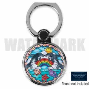 SOPORTE DE ANILLO SOPORTE DE AGARRE PARA TELÉFONO MÓVIL DE METAL PERSONALIZADO ARCO IRIS TEMA NÁUTICO DELFINES - Imagen 1 de 2