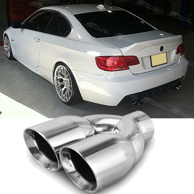 2.5" IN 3.5'' OUT Double Wall Exhaust Dual Pipe Tip For 3 Series 328i 335i 340i - Image 1 of 4