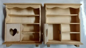 2 Doll House Miniature Wood China Hutch or Book Case 5" tall 4" wide - Picture 1 of 6