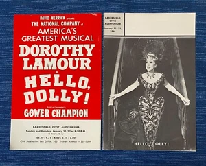 Lote de programa musical Hello Dolly Playbill de colección Bakersfield CA 1968 Dorthy Lamour A - Imagen 1 de 3