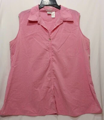 Duo Maternity Pull Over Shirt Size X-Large Pink White Striped Stretch Sleeveless - Image 1 of 4