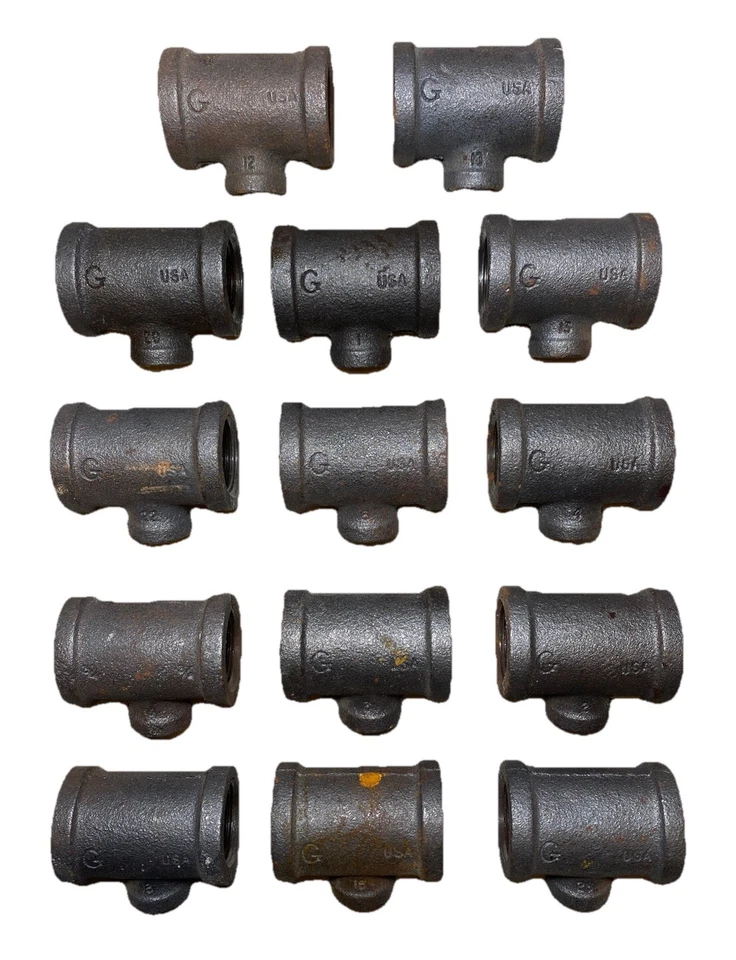 (Qty 14) 3/4 X 1/4 TEE Black Pipe Iron Reducing Tee Class 150 - Image 1 of 4