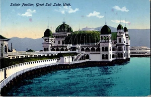 AK Saltair Pavillon Salt Lake City Utah geteilt hinten gestempelt 1915 - Bild 1 von 2