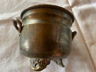 Small vintage 3 footed brass pot with handles