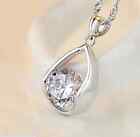 Sparkling 1.5 Cts Cubic Zirconia Silver *Water Drop* Pendant Necklace 