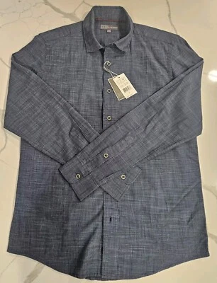Ike Behar Manga Larga Abotonada Cuadros Azul Marino Noche NUEVO CON ETIQUETAS - PEQUEÑO S Foto 1 de 4