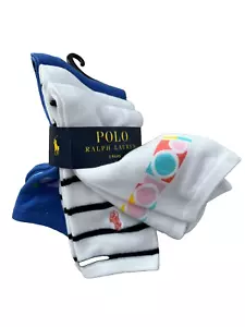 Polo Ralph Lauren Branded Striped Crew Socks Set of 3 - Picture 1 of 2
