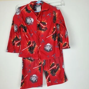 Star Wars Kylo Ren Boys Pajamas Size 4 Red Button Front Storm Trooper - Picture 1 of 6