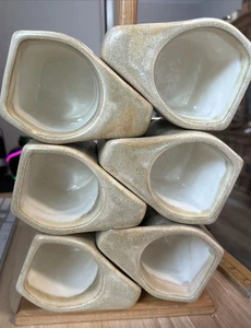 6 Rodolfo Padilla Drip Glazed Pottery Signed 10 Oz Stacking Coffee Mugs w/Tree - Picture 1 of 21