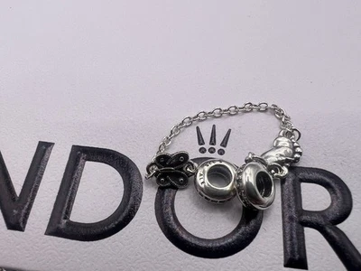 PANDORA BUTTERFLY   ZIRCONIA SAFETY CHAIN BNWT 9CM - Image 1 of 2