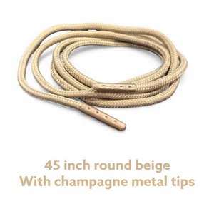 Strings Beige with Champagne metal tips Shoelaces Round  45" long - Picture 1 of 1