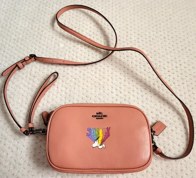 NWT Coach x Peanuts Melon Pink Rainbow Snoopy Crossbody Clutch COLLECTIBLE RARE - Image 1 of 4
