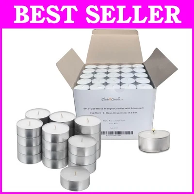 Luces de té de taza de metal - 6H Burn - Paquete de 250 velas sin perfume Foto 1 de 4