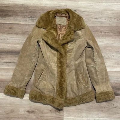 Abrigo vintage Y2K Penny Lane gamuza piel de oveja gamuza cierre de gancho para mujer S Foto 1 de 4