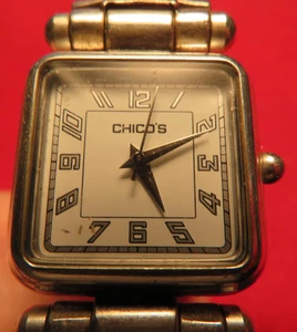 Chico's Women CH-201 Dress Silver Tone Bangle Square Quartz Watch New Battery - Picture 1 of 15