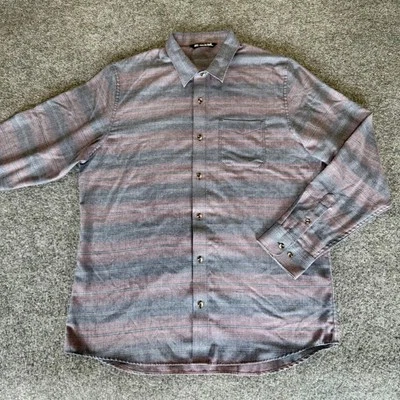 Travis Mathew Cloud Flannel Shirt Striped Button Up Long Sleeve Casual Men Large - Image 1 of 4
