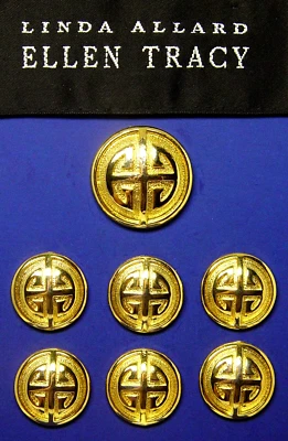 ELLEN TRACY REPLACEMENT BUTTONS 7 Shiny Gold TONE METAL BUTTONS, EXCELLENT COND. - Image 1 of 4