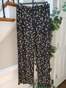 Grace Elements Womens Black Floral Polyester Casual Elastic Waist Pants Large - Picture 1 of 10