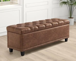 51" Ottoman Storage Benches, 30 Gallons End of Bed Storage Bench - Picture 1 of 43