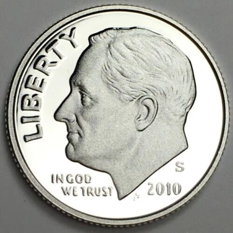2010 S Roosevelt Dime Deep Cameo Proof - AN UNTOUCHED COIN Cover
