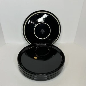 MCM Trend Pacific Bauhaus Stoneware Dinner Plates Stackable. Black. Set Of 4. - Picture 1 of 5