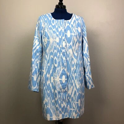 Chaqueta Blazer Larga Geométrica Dennis By Dennis Basso Talla M con Bolsillos 100% Algodón Foto 1 de 4