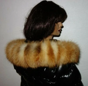 Cuello con capucha de piel de zorro cuello de piel de zorro rojo para parka chaqueta cuello de piel abrigo - Imagen 1 de 4