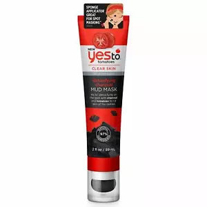 Yes To Tomatoes Clear Skin Acne Detoxifying Charcoal Mud Mask 2oz Sponge App. - Picture 1 of 2