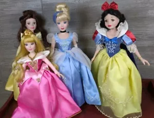 Disney Brass Key Porcelain Princess Dolls Snow White, Belle, Cinderella, Aurora - Picture 1 of 9