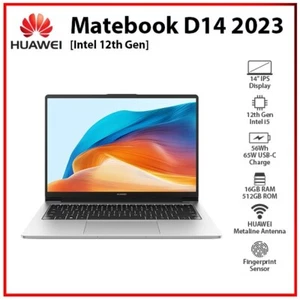 Huawei MateBook D 14 2023 16+512GB 12th Gen Intel Core i5-1240P Windows Laptop - Picture 1 of 7