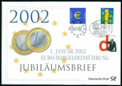 GERMAN POST ANNIVERSARY-FDC 2002 EURO GELD MONEY EUROPA CEPT u707 - Image 1 of 4
