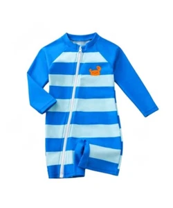 Baby Boy One Piece, UV Protection Swimsuits, Plant Pattern Beachy Design. - Picture 1 of 30