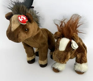 Ty Beanie Babys - Hoofer - Tornado 2er Set Beanie Baby Pferde mit Etikett! Große - Bild 1 von 2