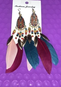 Womens Feather Earrings Fashion Jewelry Gifts New - Picture 1 of 2