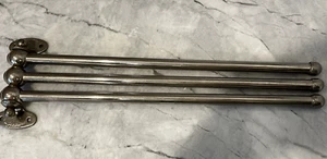 Antique Deco 3 Arm Swing Bar Towel Holder Nickel-Plated Brass Brasscrafters USA - Picture 1 of 9