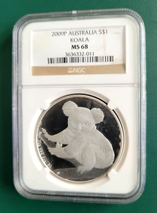2009 Australia Coin Koala 1 oz 999 Silver NGC MS68 ! - Picture 1 of 3